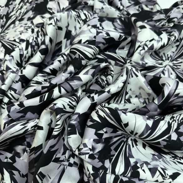 Tecido Cetim de Seda Pura Estampada Geométrica Cristal • Conexão