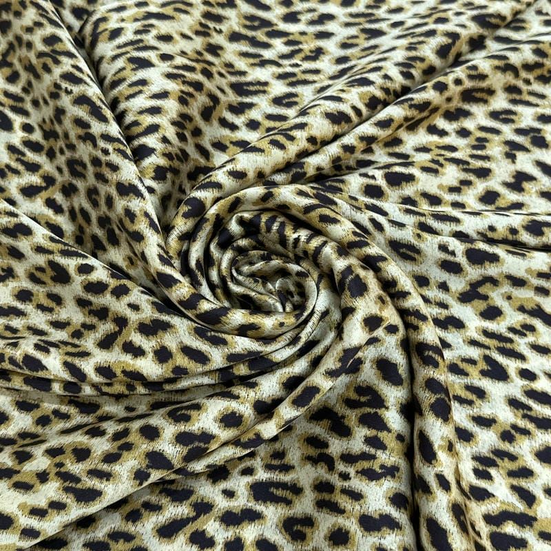 Tecido Cetim de Seda Estampado Onça
