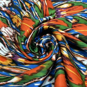 Tecido Cetim de Seda Estampado Abstratic