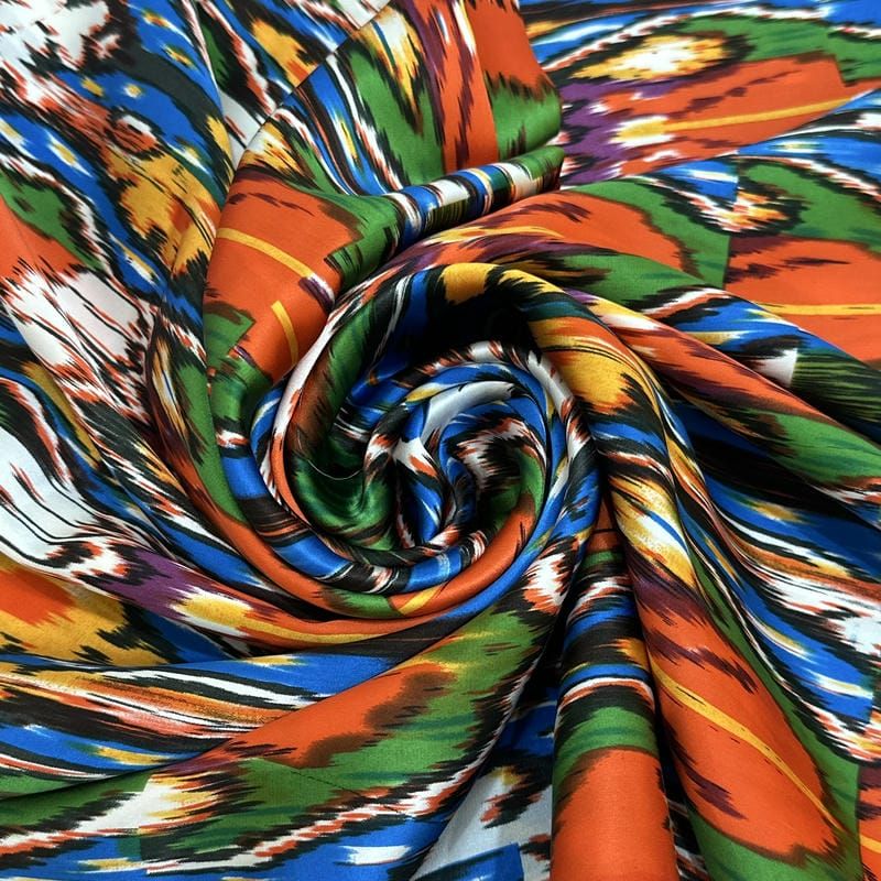 Tecido Cetim de Seda Estampado Abstratic