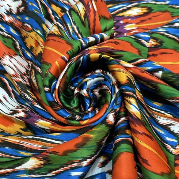 Tecido Cetim de Seda Estampado Abstratic