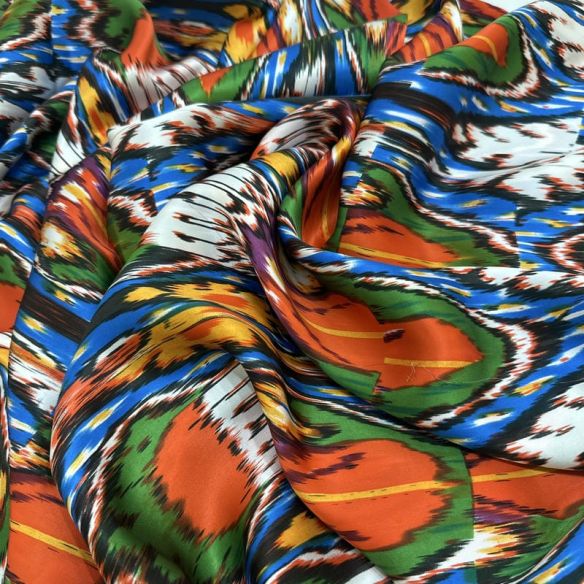 Tecido Cetim de Seda Estampado Abstratic