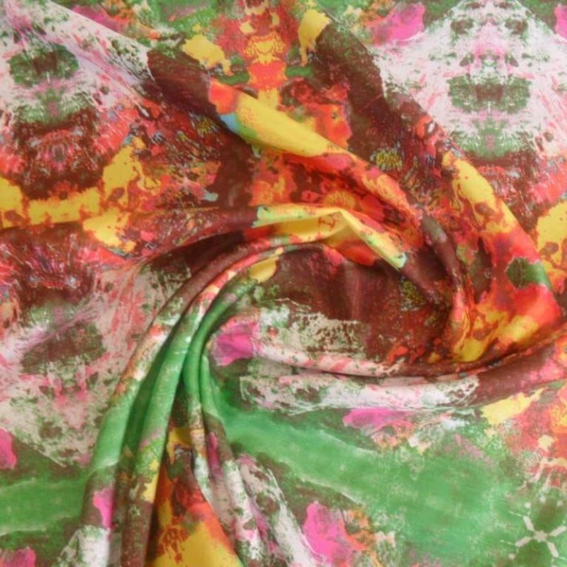 Tecido Palha De Seda Estampada Caleidoscópio Amazônico • Conexão