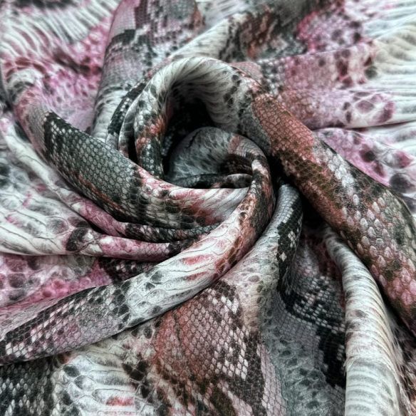 Tecido Cetim de Seda Pura Estampada Cobra Rosé • Conexão Tecidos