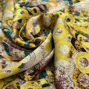 Tecido Cetim de Seda com Elastano Estampado Círculos Abstratos • 2