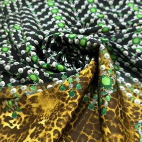Tecido Cetim de Seda com Elastano Estampado Animal Print Pedraria • 2