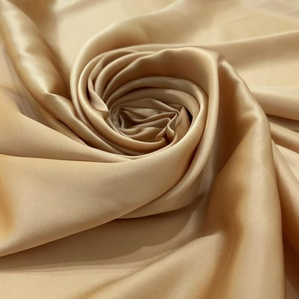Tecido Cetim de Seda Pura Champagne Dourado • Conexão Tecidos