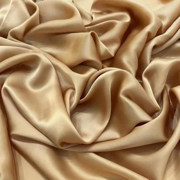 Tecido Cetim de Seda Pura Champagne Dourado • Conexão Tecidos