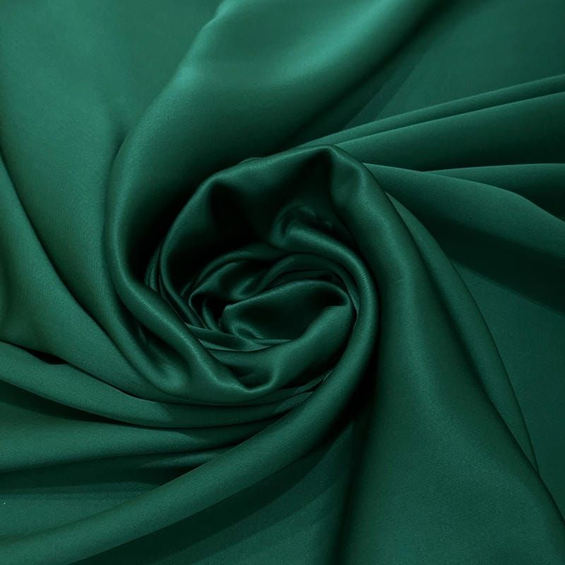 Tecido Cetim de Seda Pura Verde Esmeralda • Conexão Tecidos