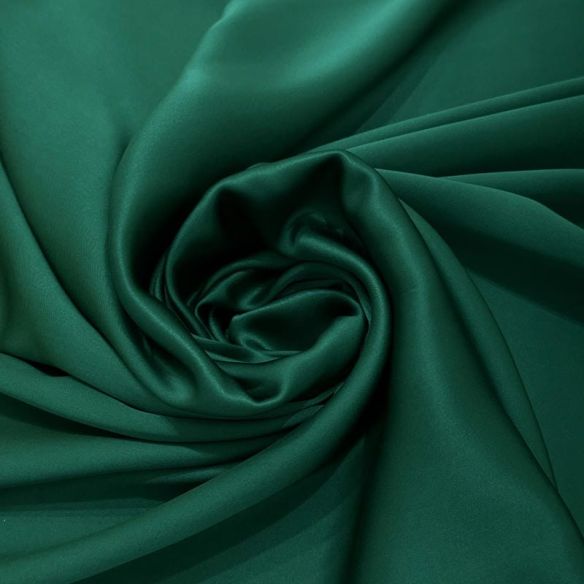 Tecido Cetim de Seda Pura Verde Esmeralda • Conexão Tecidos