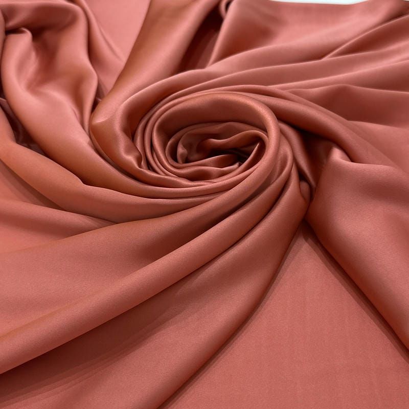 Tecido Cetim de Seda Pura Rosa Terracota • Conexão Tecidos