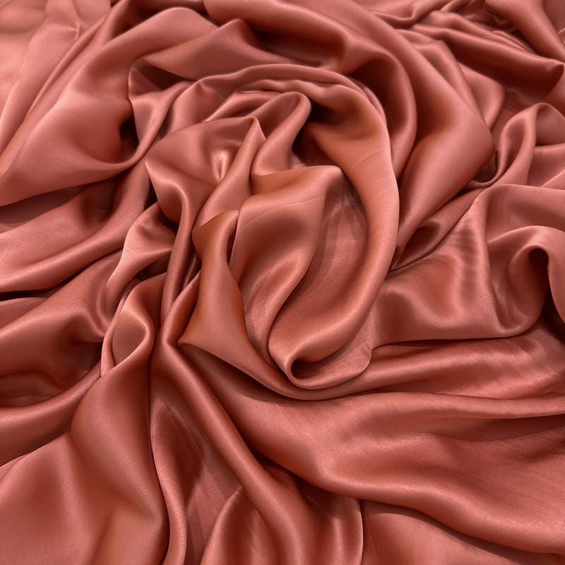 Tecido Cetim de Seda Pura Rosa Terracota • Conexão Tecidos