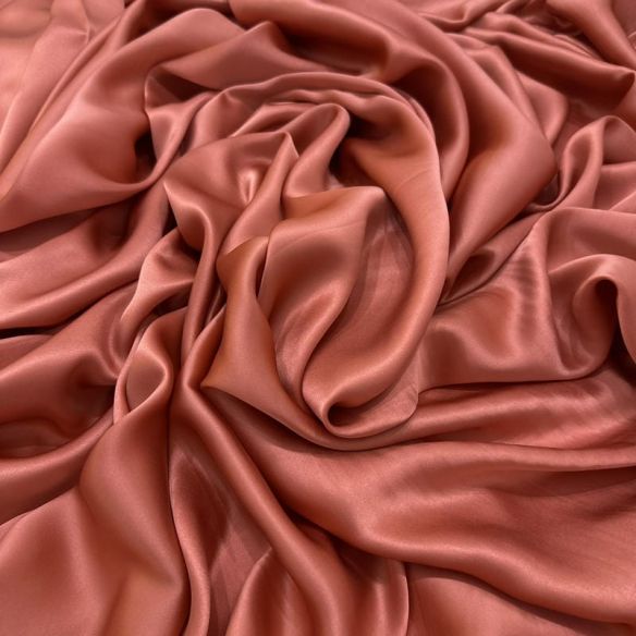 Tecido Cetim de Seda Pura Rosa Terracota • Conexão Tecidos