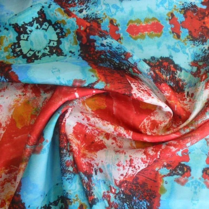 Tecido Palha De Seda Estampada Mandala Tropical Rubi • Conexão Tecidos