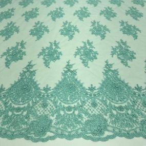 Tecido Tule Bordado Com Pedrarias Verde Água Tiffany • Conexão Tecidos