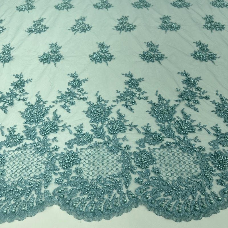 Tecido Tule Bordado Com Pedrarias Verde Menta • Conexão Tecidos