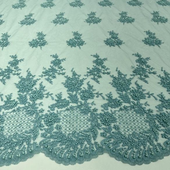 Tecido Tule Bordado Com Pedrarias Verde Menta • Conexão Tecidos