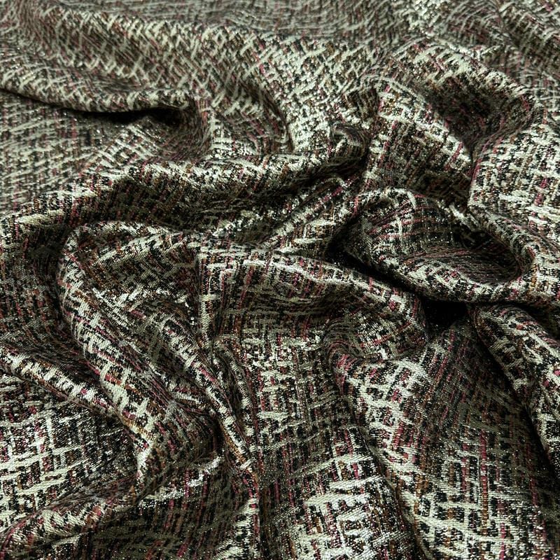 Tecido Jacquard Tweed Chanel Mescla Vinho • Conexão Tecidos