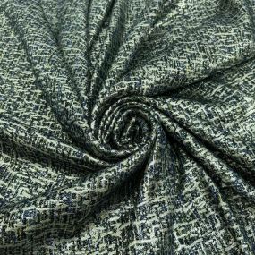 Tecido Jacquard Tweed Chanel Mescla Petróleo • Conexão Tecidos