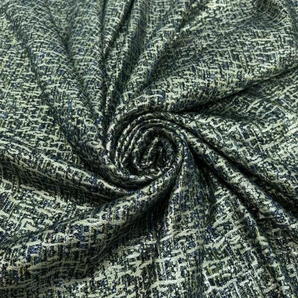Tecido Jacquard Tweed Chanel Mescla Petróleo • Conexão Tecidos
