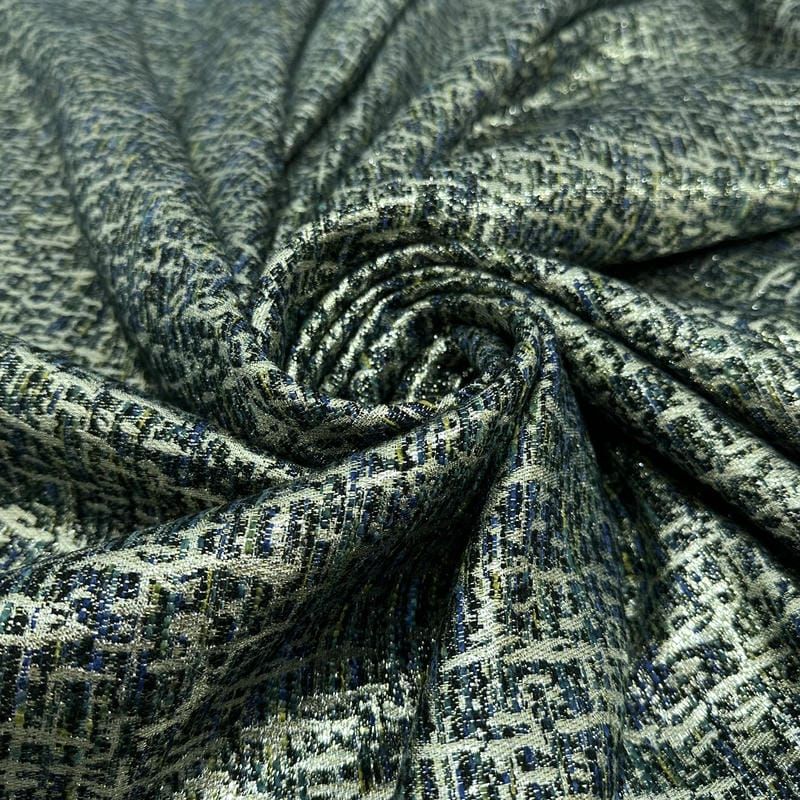 Tecido Jacquard Tweed Chanel Mescla Petróleo • Conexão Tecidos