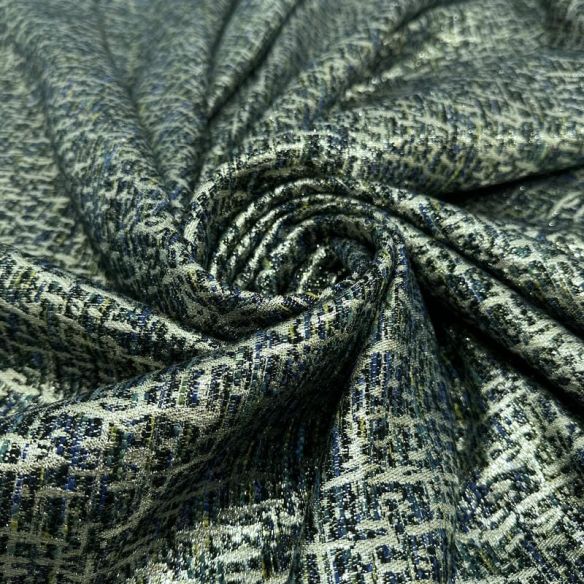 Tecido Jacquard Tweed Chanel Mescla Petróleo • Conexão Tecidos