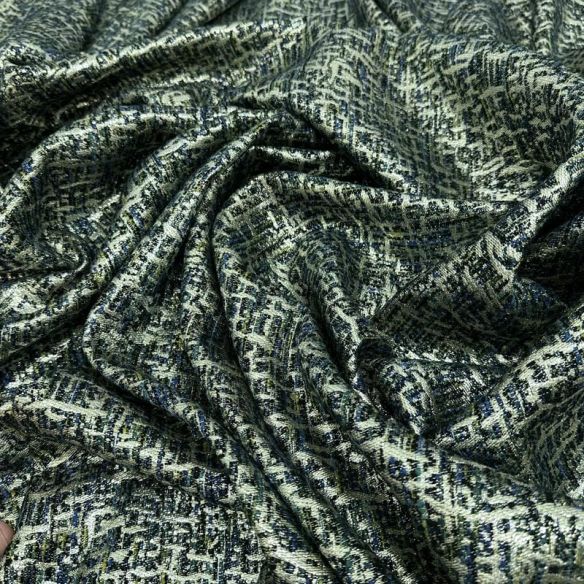 Tecido Jacquard Tweed Chanel Mescla Petróleo • Conexão Tecidos