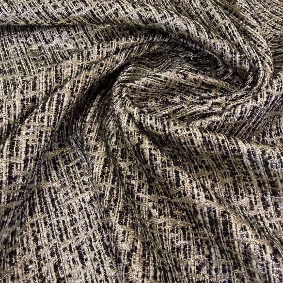 Tecido Jacquard Tweed Chanel Mescla Preto e Branco • Conexão Tecidos