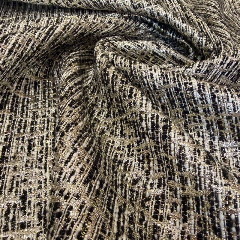 Tecido Jacquard Tweed Chanel Mescla Preto e Branco • Conexão Tecidos