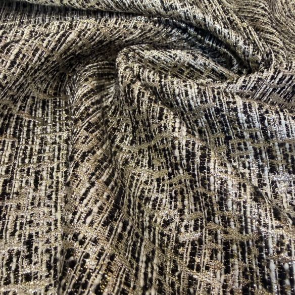 Tecido Jacquard Tweed Chanel Mescla Preto e Branco • Conexão Tecidos