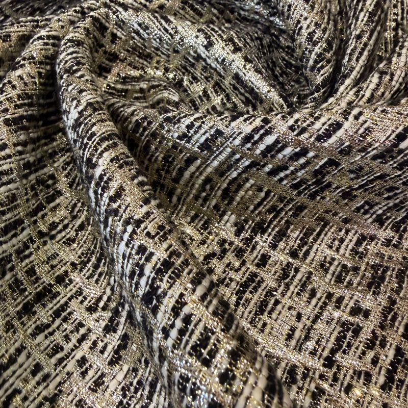 Tecido Jacquard Tweed Chanel Mescla Preto e Branco • Conexão Tecidos