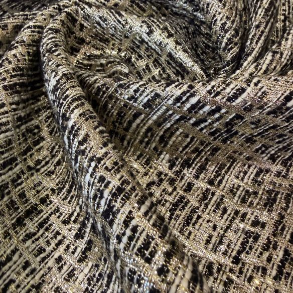 Tecido Jacquard Tweed Chanel Mescla Preto e Branco • Conexão Tecidos