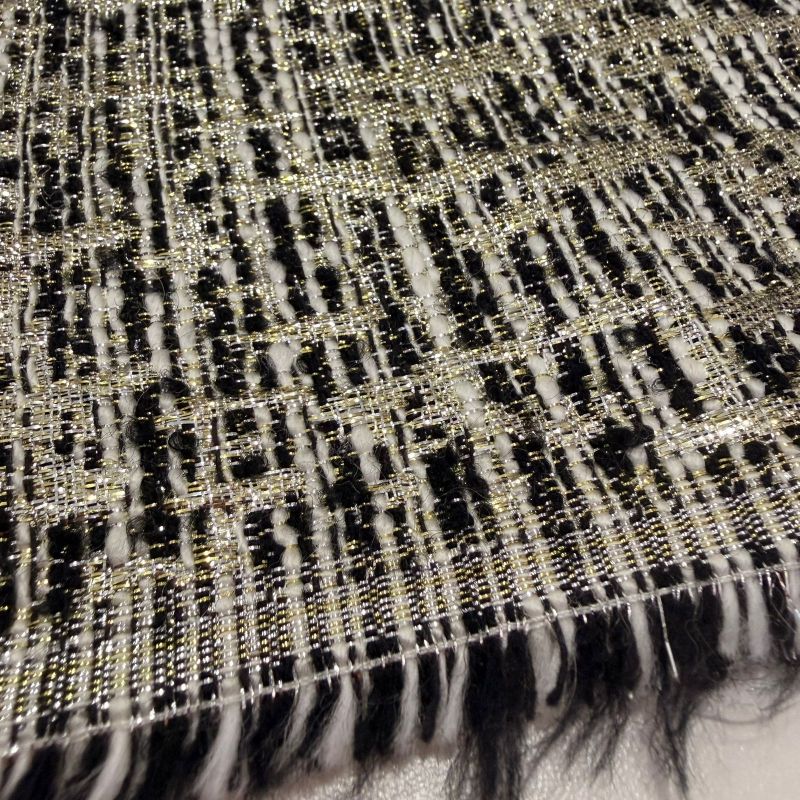 Tecido Jacquard Tweed Chanel Mescla Preto e Branco • Conexão Tecidos