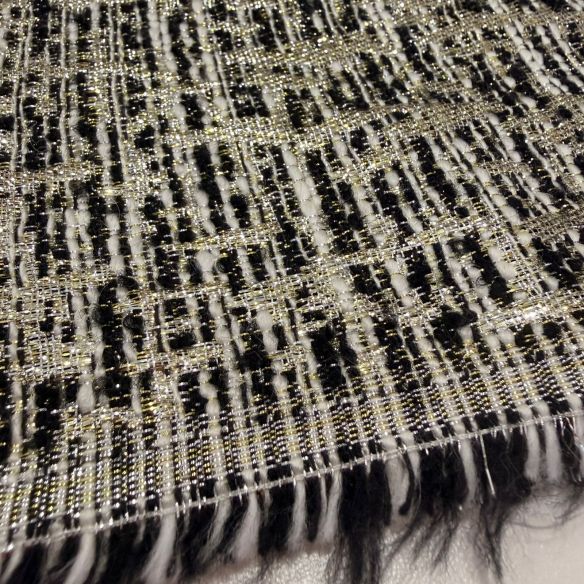 Tecido Jacquard Tweed Chanel Mescla Preto e Branco • Conexão Tecidos