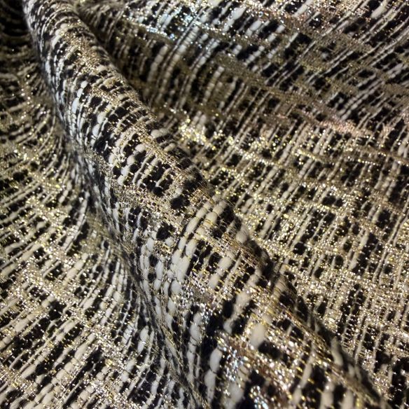 Tecido Jacquard Tweed Chanel Mescla Preto e Branco • Conexão Tecidos