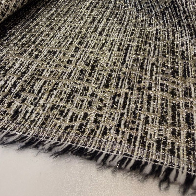 Tecido Jacquard Tweed Chanel Mescla Preto e Branco • Conexão Tecidos