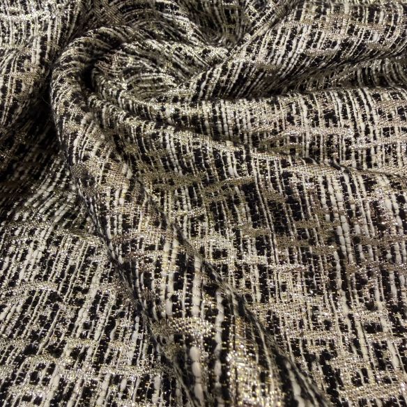 Tecido Jacquard Tweed Chanel Mescla Preto e Branco • Conexão Tecidos