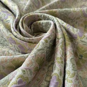 Tecido Jacquard Brocado Floral Verde Chá com Lilás • Conexão Tecidos 2