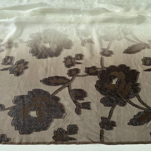 Tecido Devorê de Seda Francesa Degradê Floral Verde Fendi • Conexão