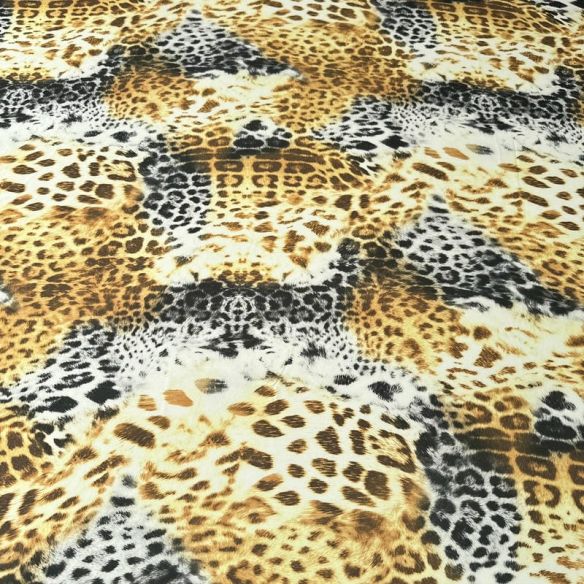 Tecido Musseline Estampada Animal Print Onça Dourada • Conexão Tecidos