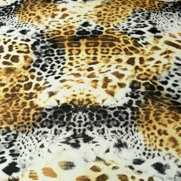 Tecido Musseline Estampada Animal Print Onça Dourada • Conexão Tecidos