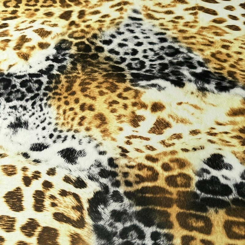 Tecido Musseline Estampada Animal Print Onça Dourada • Conexão Tecidos