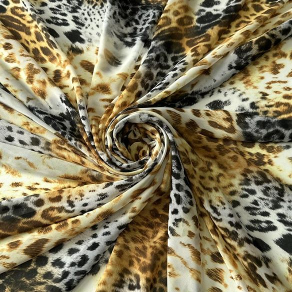 Tecido Musseline Estampada Animal Print Onça Dourada • Conexão Tecidos