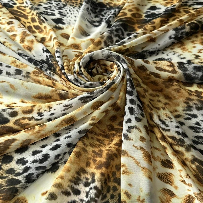 Tecido Musseline Estampada Animal Print Onça Dourada • Conexão Tecidos