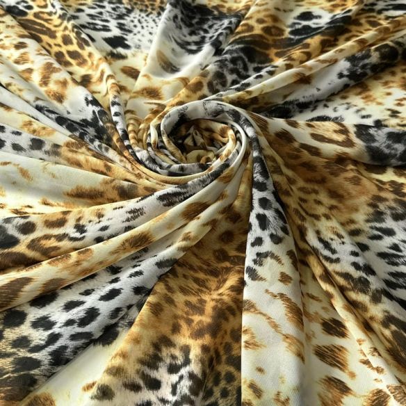 Tecido Musseline Estampada Animal Print Onça Dourada • Conexão Tecidos