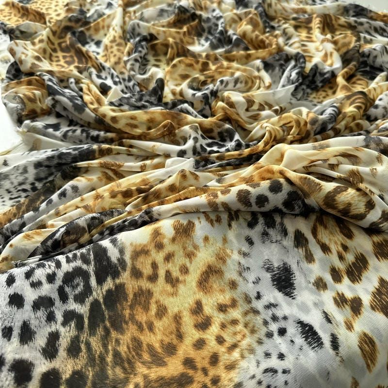 Tecido Musseline Estampada Animal Print Onça Dourada • Conexão Tecidos
