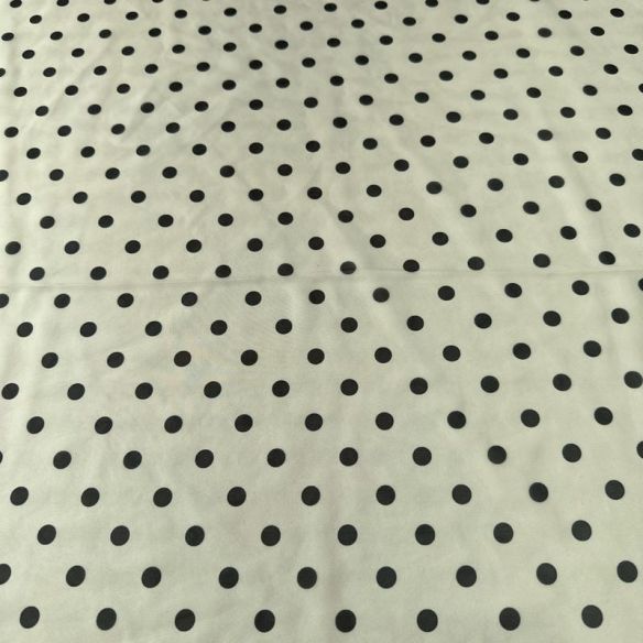 Tecido Musseline Estampada Poá Preto Fundo Off White • Conexão Tecidos