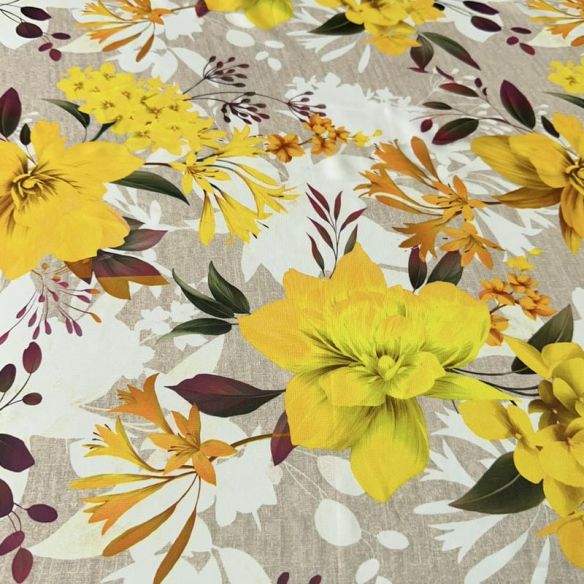 Tecido Musseline Estampada Floral Amarelo • Conexão Tecidos