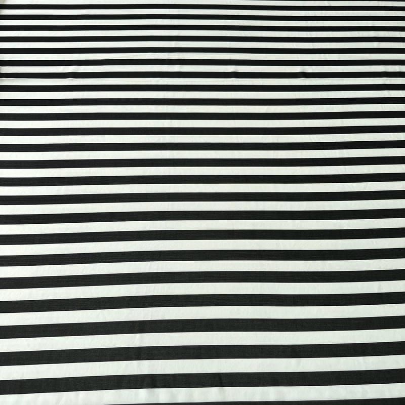 Tecido Musseline Estampada Listrada Preto e Branco • Conexão Tecidos