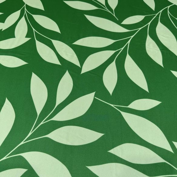 Tecido Musseline Estampada Folhagem Verde Esmeralda • Conexão Tecidos